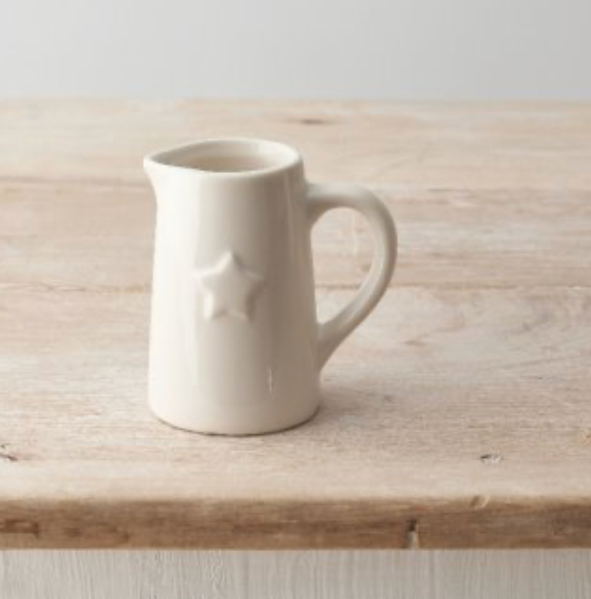 White Ceramic Star Jug Medium