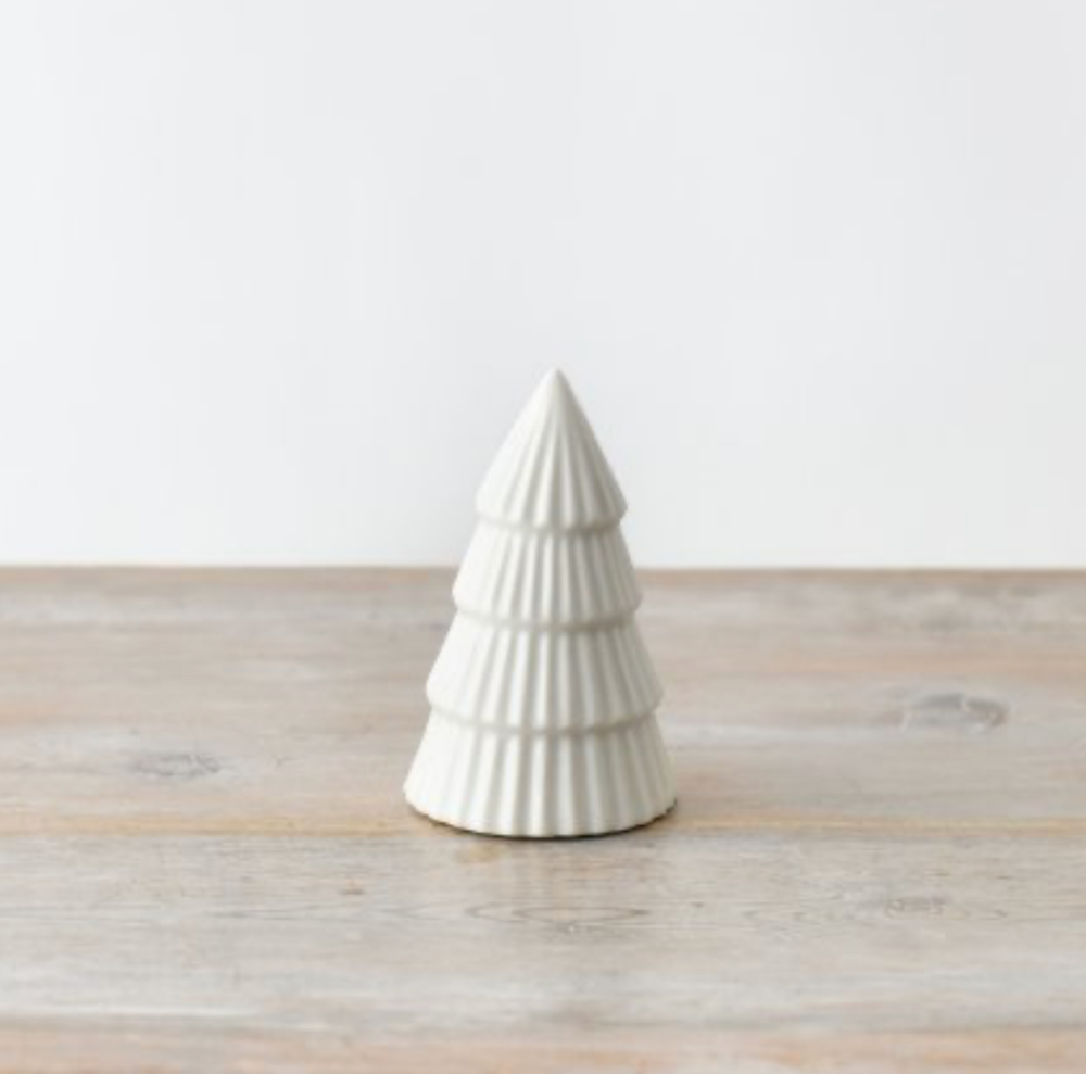 Ceramic Ribbed White Tree Decoration Mini