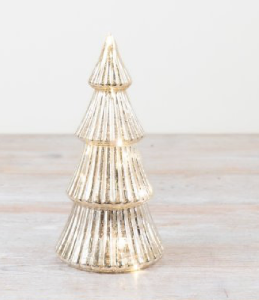 Gold Glass LED Tree Decoration