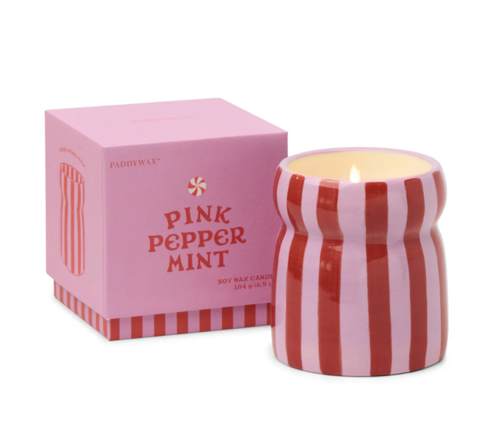 Pink Pepper Mint Ceramic Cabana Candle | Paddywax
