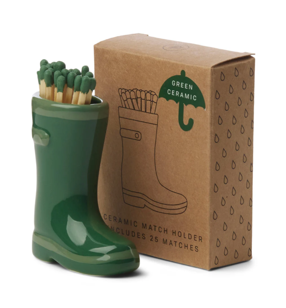 Green Ceramic Welly Matches Holder | Paddywax