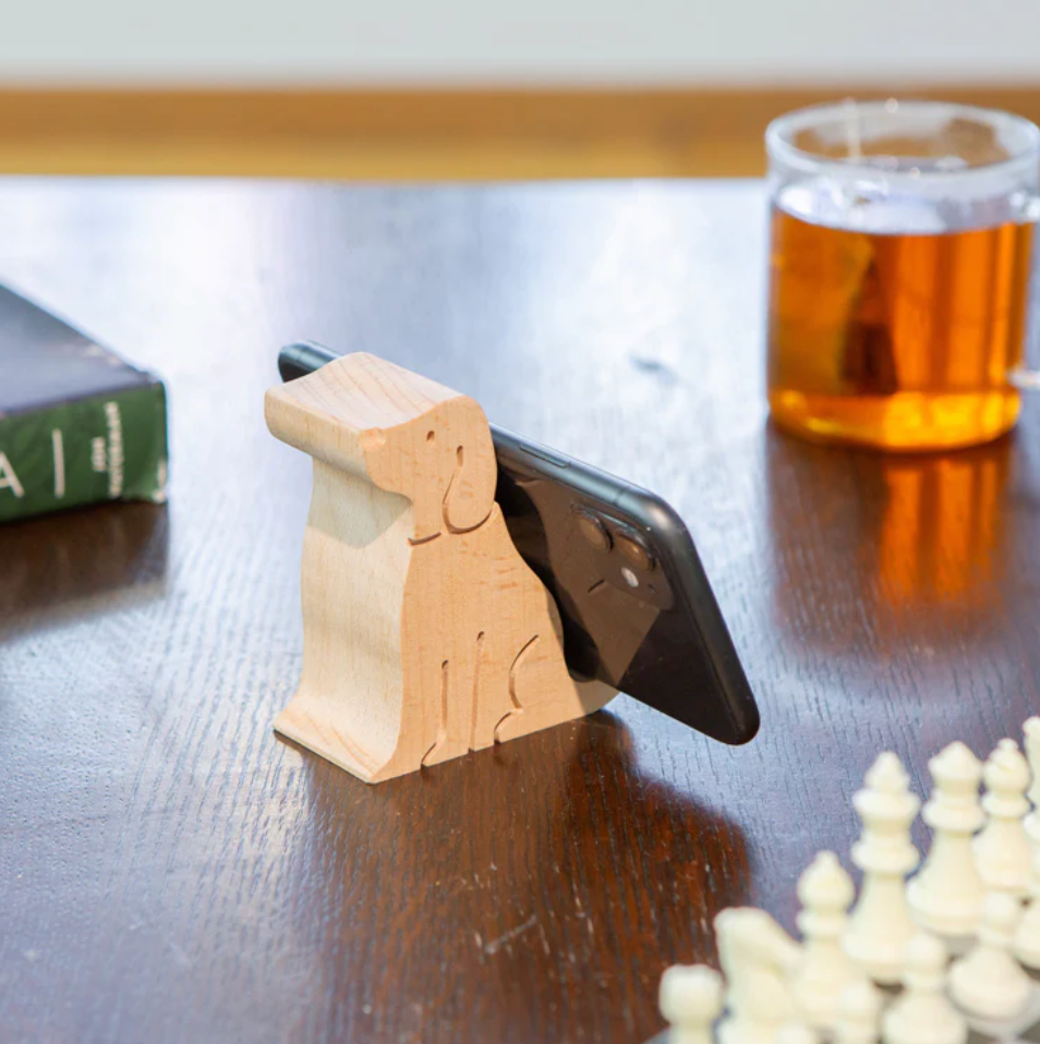 Dog Wooden Phone Stand