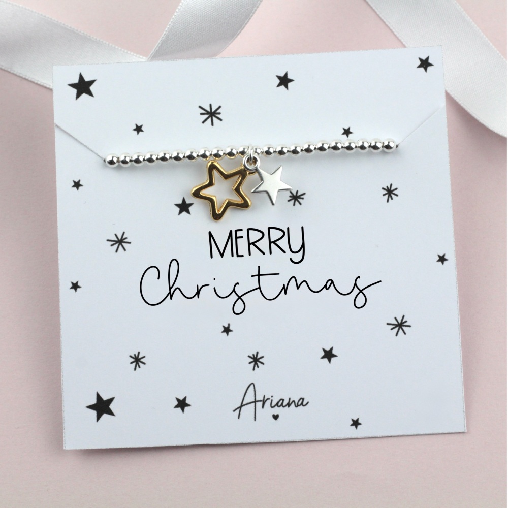 Merry Christmas Double Star Bracelet | Ariana Jewellery