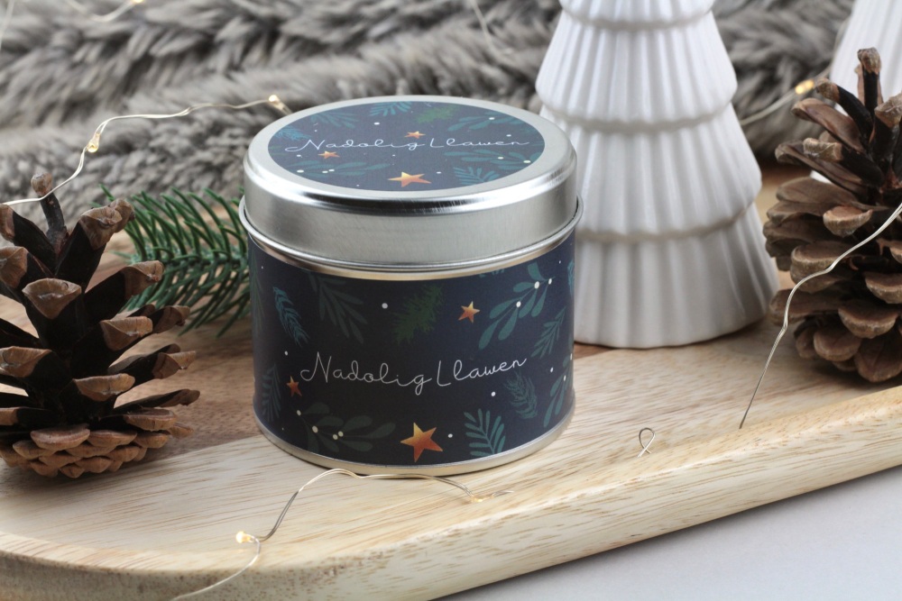 Cannwyll Nadolig Llawen | Nadolig Llawen Tin Candle