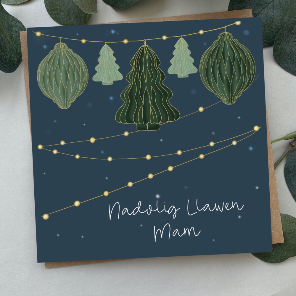 Cerdyn Nadolig Llawen Mam | Welsh Merry Christmas Mum | Honeycombs Design