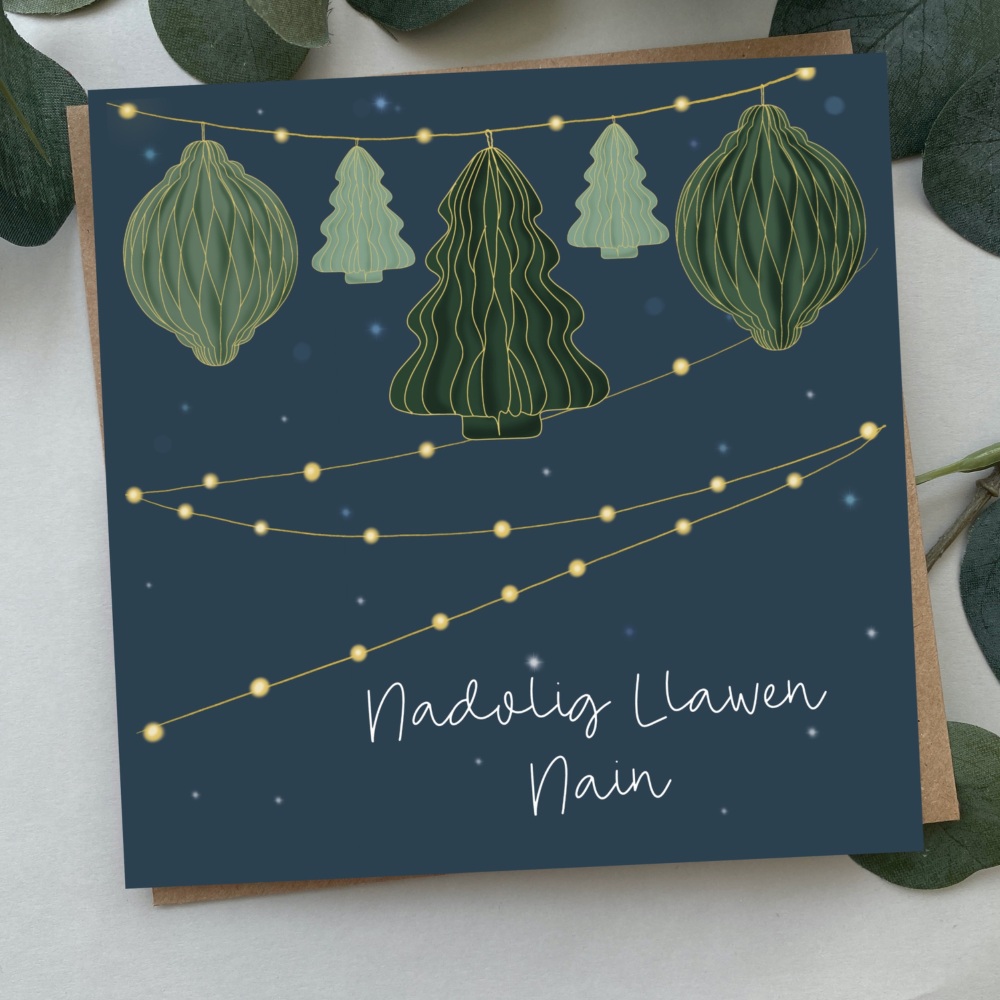 Cerdyn Nadolig Llawen Nain | Welsh Merry Christmas Gran Card | Honeycombs Design
