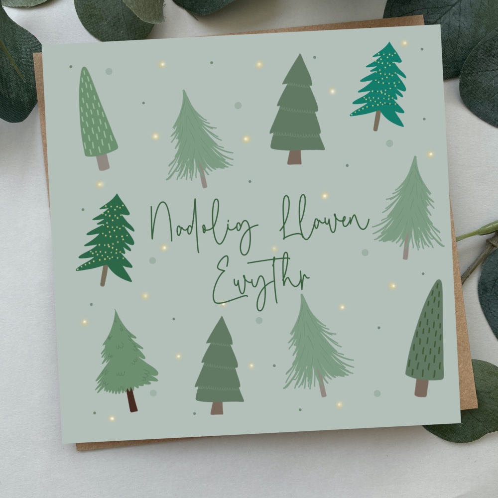 Cerdyn Nadolig Llawen Ewythr | Welsh Merry Christmas Uncle Card | Bold Trees Design