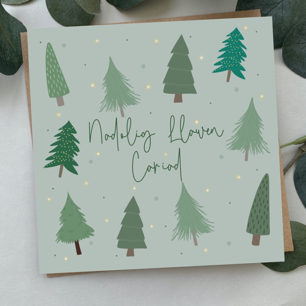 Cerdyn Nadolig Llawen Cariad | Welsh Merry Christmas Love/Boyfriend/Girlfriend Card | Bold Trees Design
