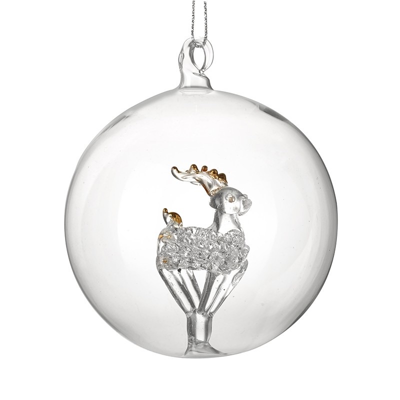 Glass Bauble with Glass Deer Inside
