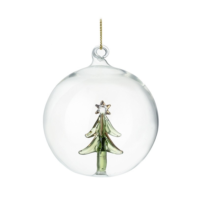 Glass Bauble with Green Glass Tree Inside