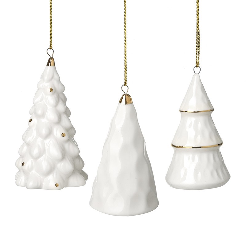 White Tree Ceramic & Gold Hanging Decoration