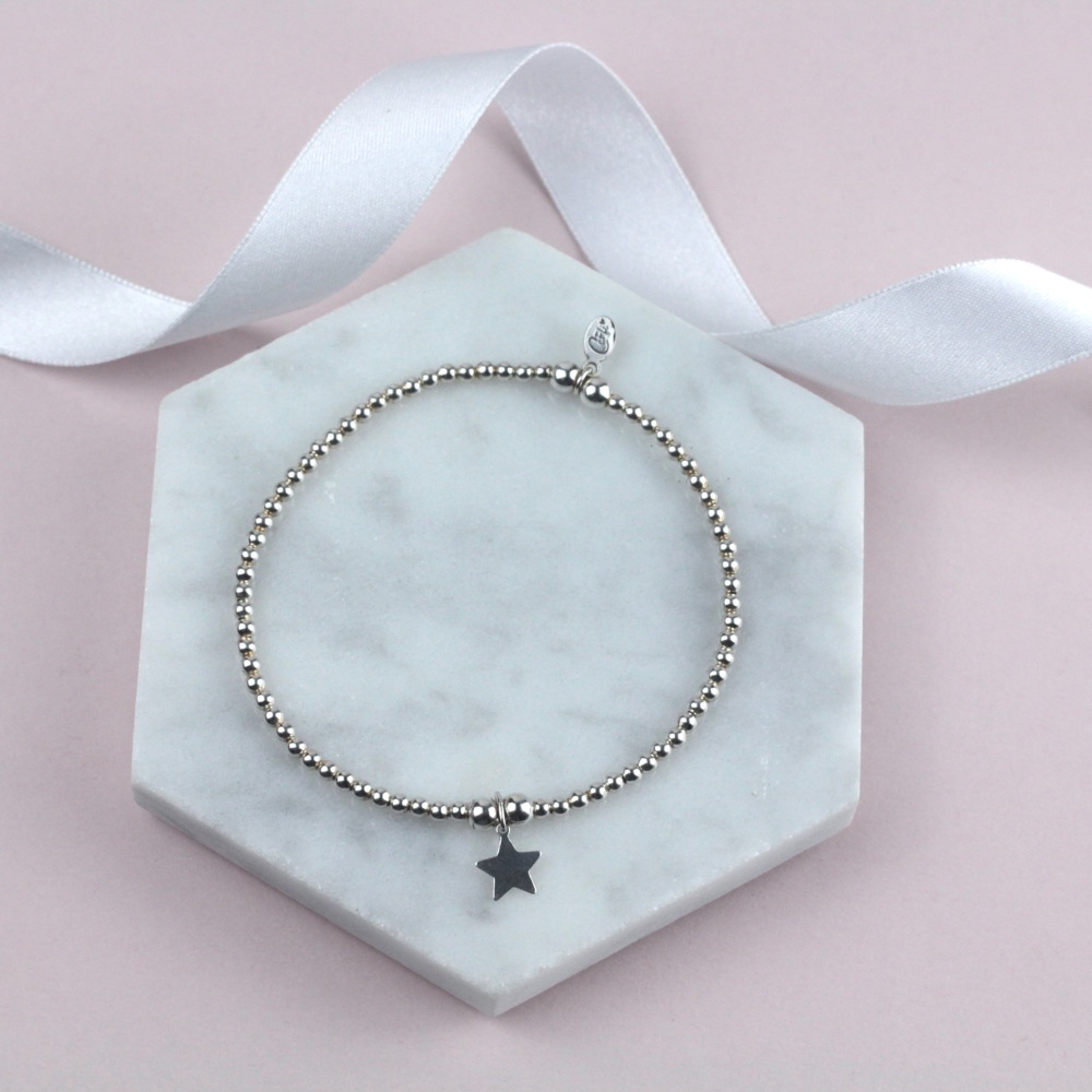 Mini Ball Bracelet Silver Star | Sterling Silver 925 Stretch Bracelet | CeFfi Jewellery