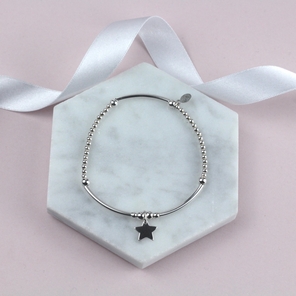 Boodle Bracelet Silver Star Charm | Sterling Silver 925 Stretch Bracelet | CeFfi Jewellery