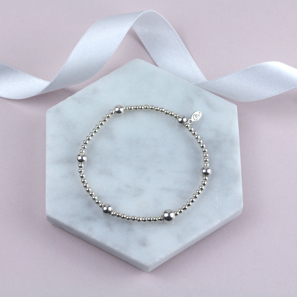 Bobble Ball Stacking Bracelet | Sterling Silver 925 Stretch Bracelet | CeFfi Jewellery