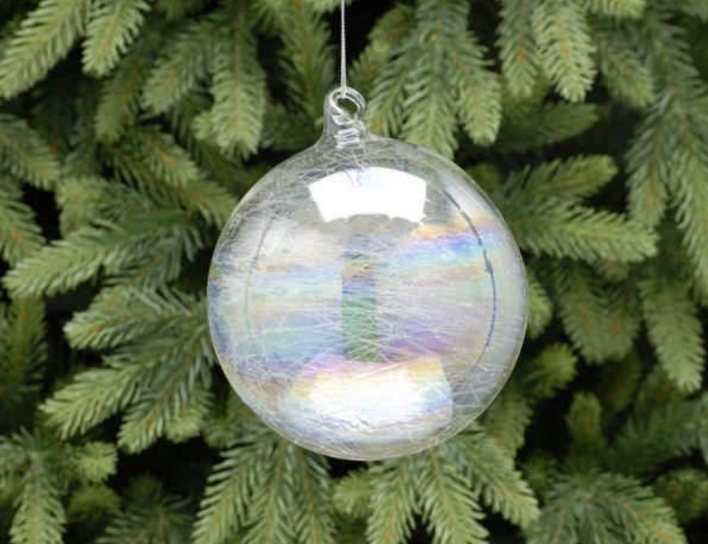 Large Iridescent Spun Glass Hanging Christmas Tree Decoration