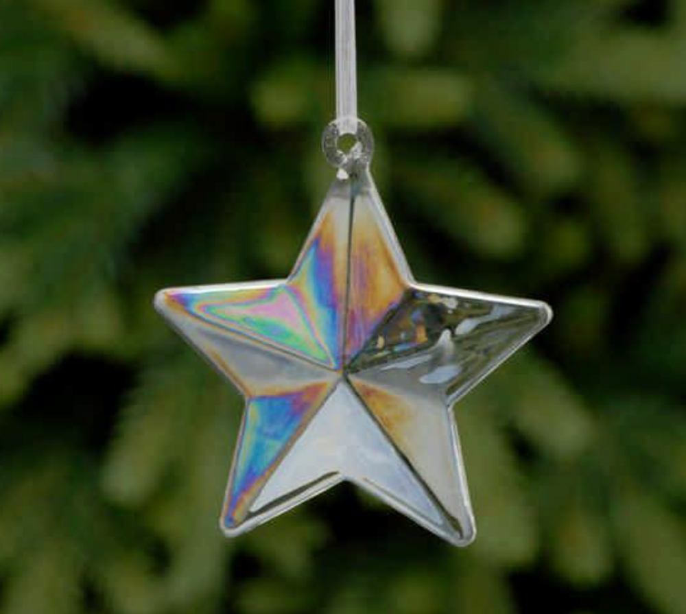 Iridescent Glass Star Hanging Christmas Tree Decoration