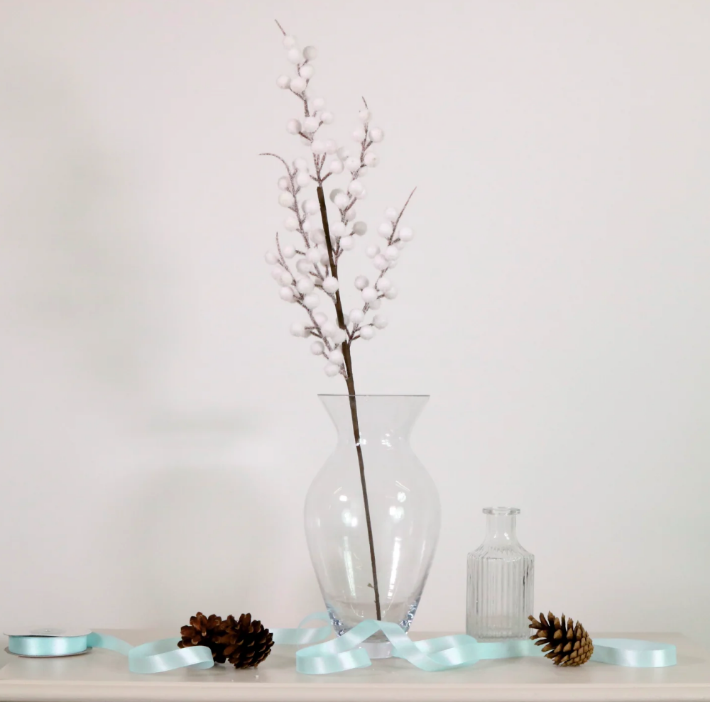 White Berry Frosted Sprig Decoration