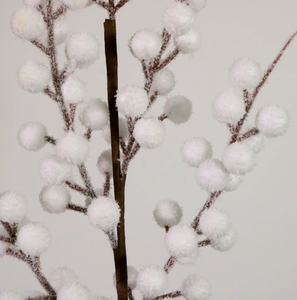 White Berry Frosted Sprig Decoration