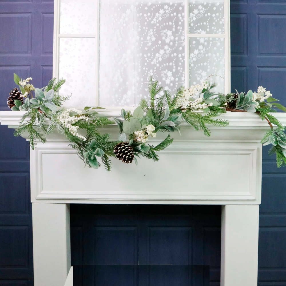 Pine & White Berries Lifelike Realistic Garland