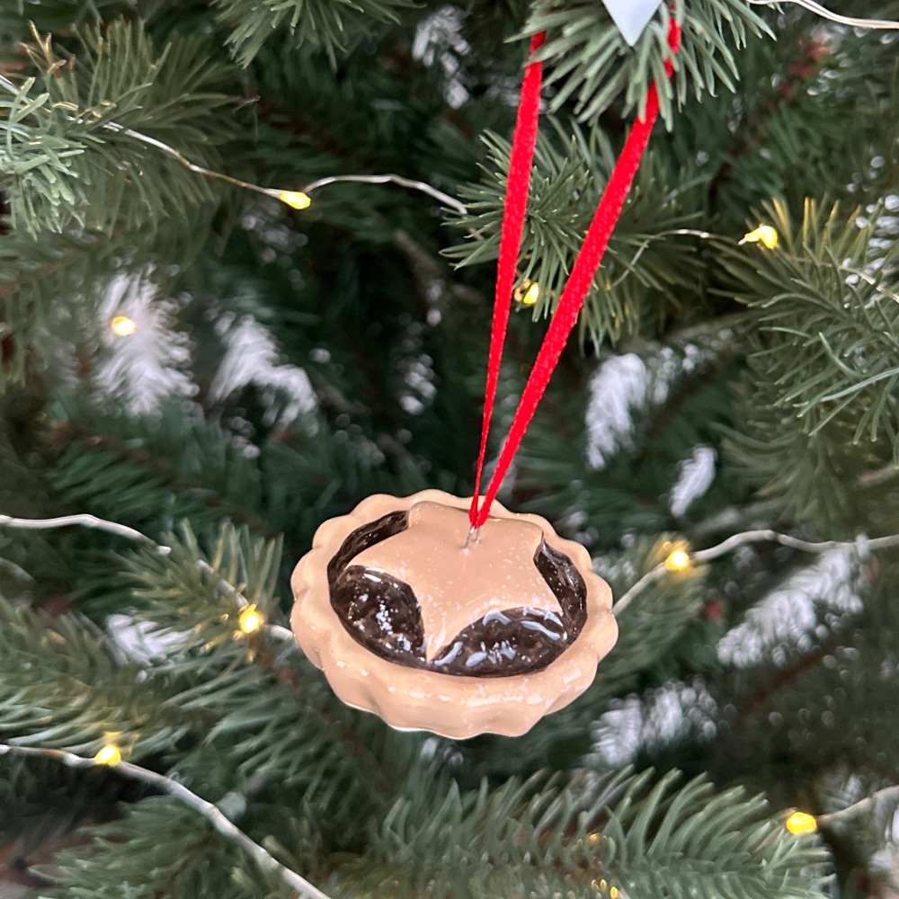 Ceramic Mince Pie Christmas Tree Decoration