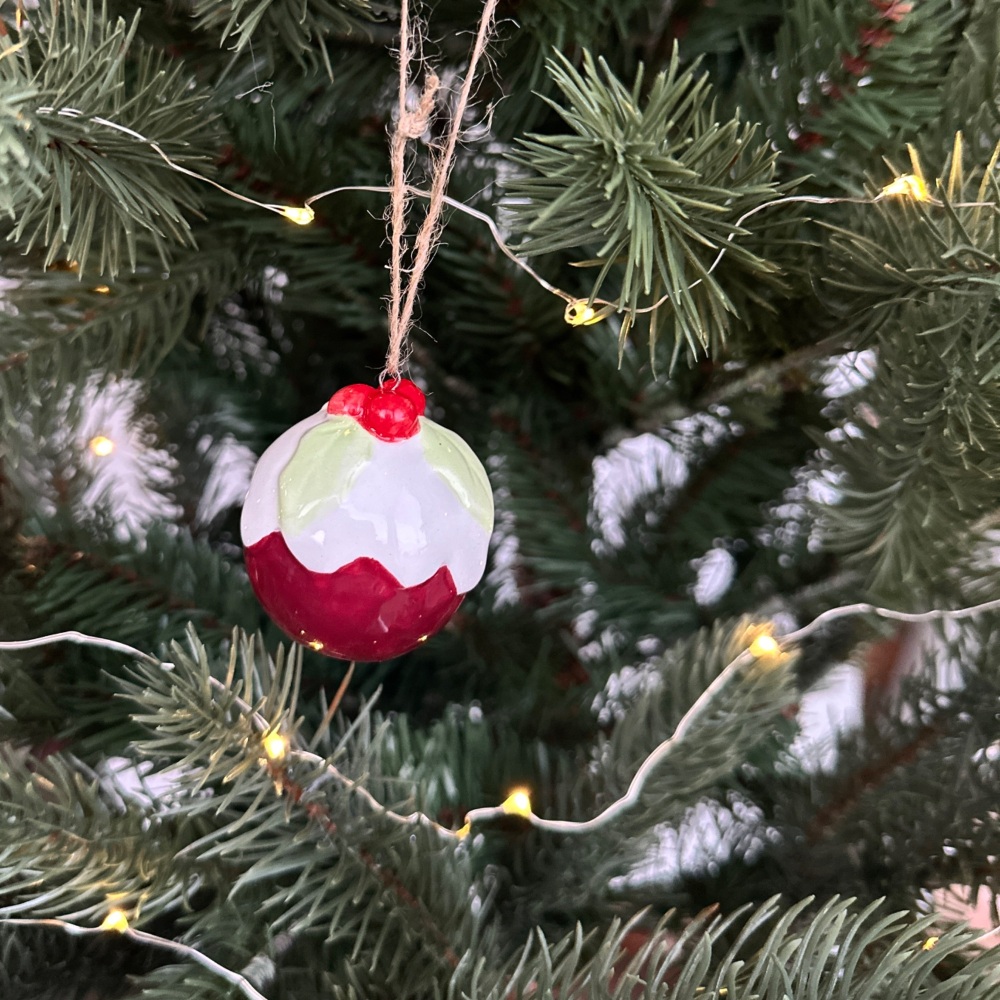 Ceramic Christmas Pudding Christmas Tree Decoration
