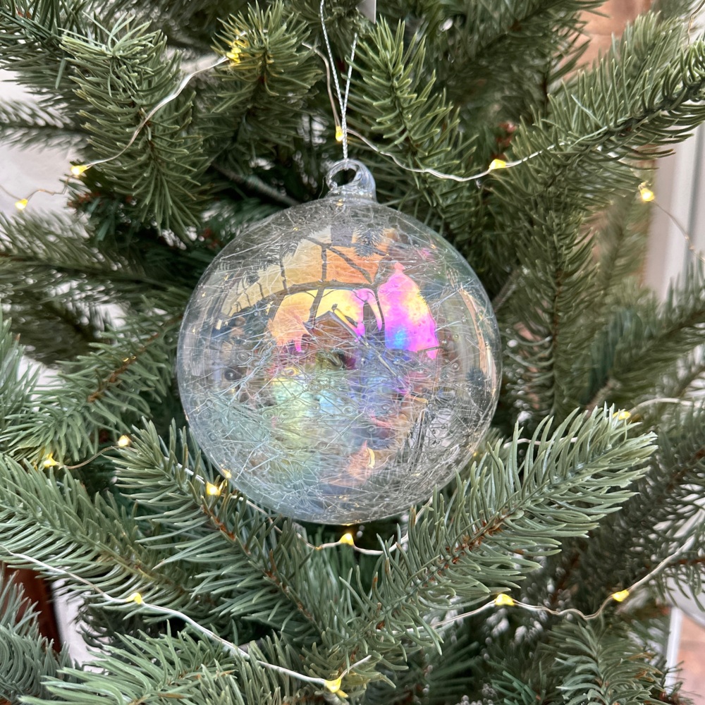 Large Iridescent Spun Glass Hanging Christmas Tree Decoration