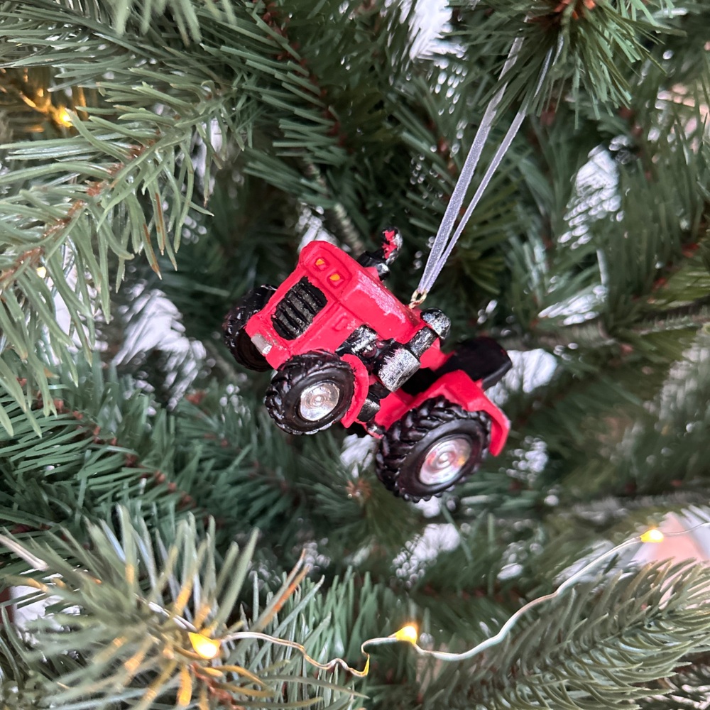 Red or Green Tractor Christmas Tree Decoration
