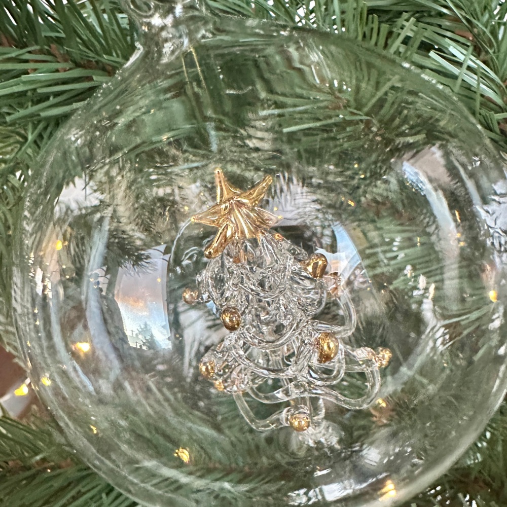 Gold Glass Tree in a Glass Bauble Decoration