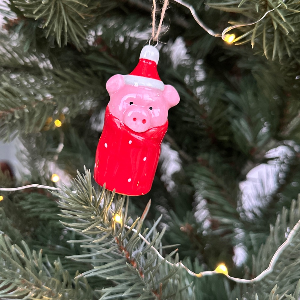 Cute Pig in Blanket Ceramic Hanging Decoration