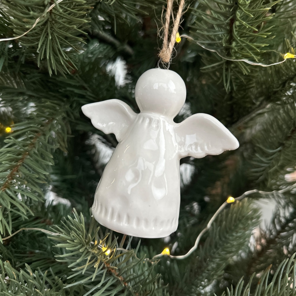 White Ceramic Angel Hanging Decoration