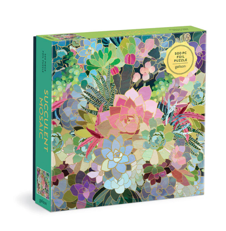 Succulent Mosaic Foiled 500 Piece Jigsaw | Galison