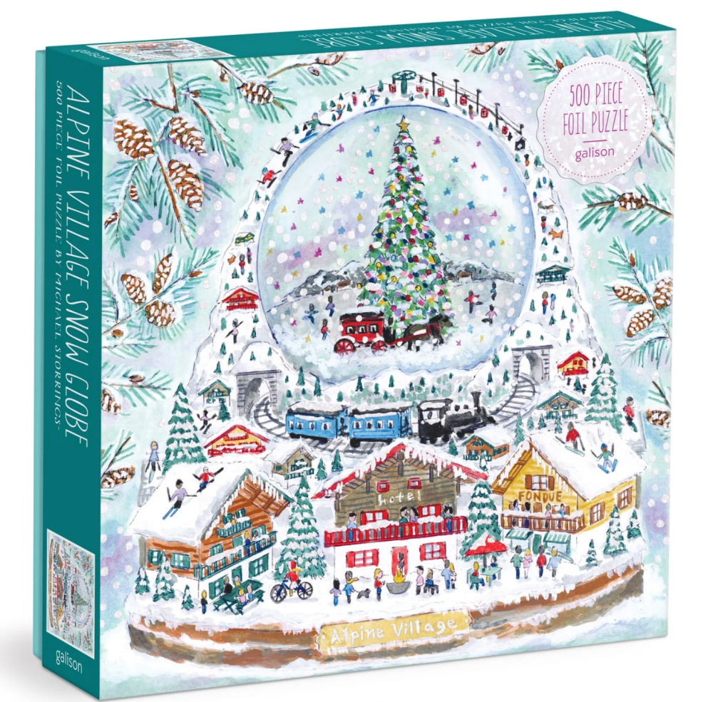 Alpine Village Snowglobe 500 Piece Foiled Christmas Jigsaw | Galison