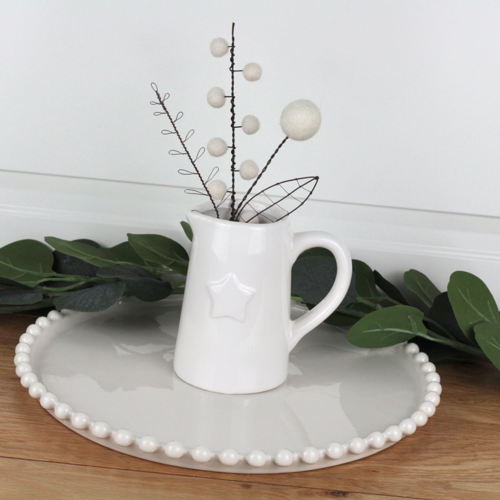 White Ceramic Star Jug Medium