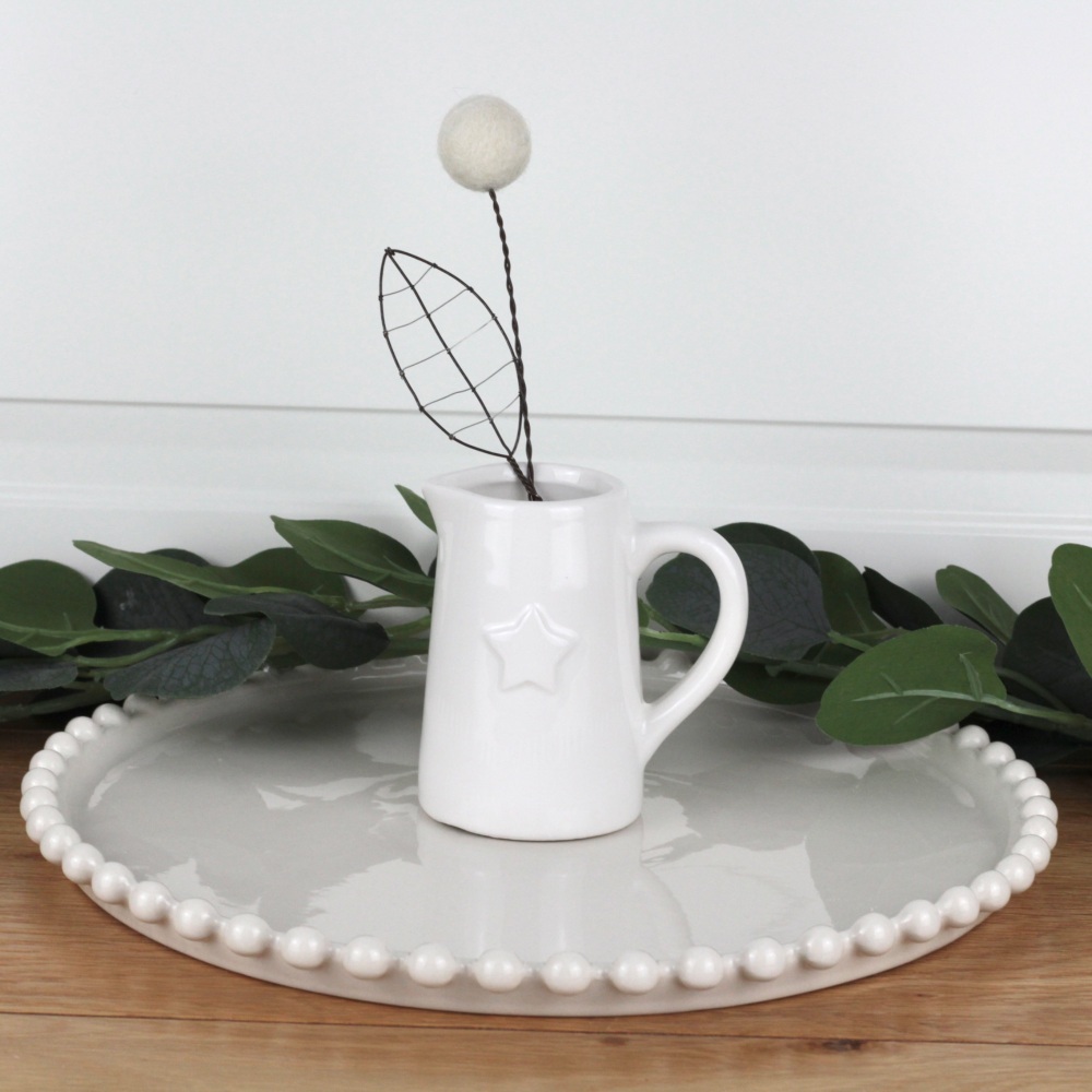 White Ceramic Star Jug Small