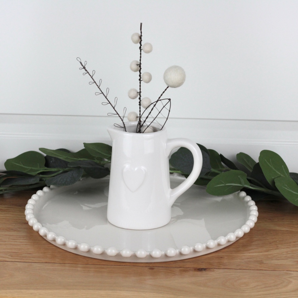 White Ceramic Heart Jug Medium