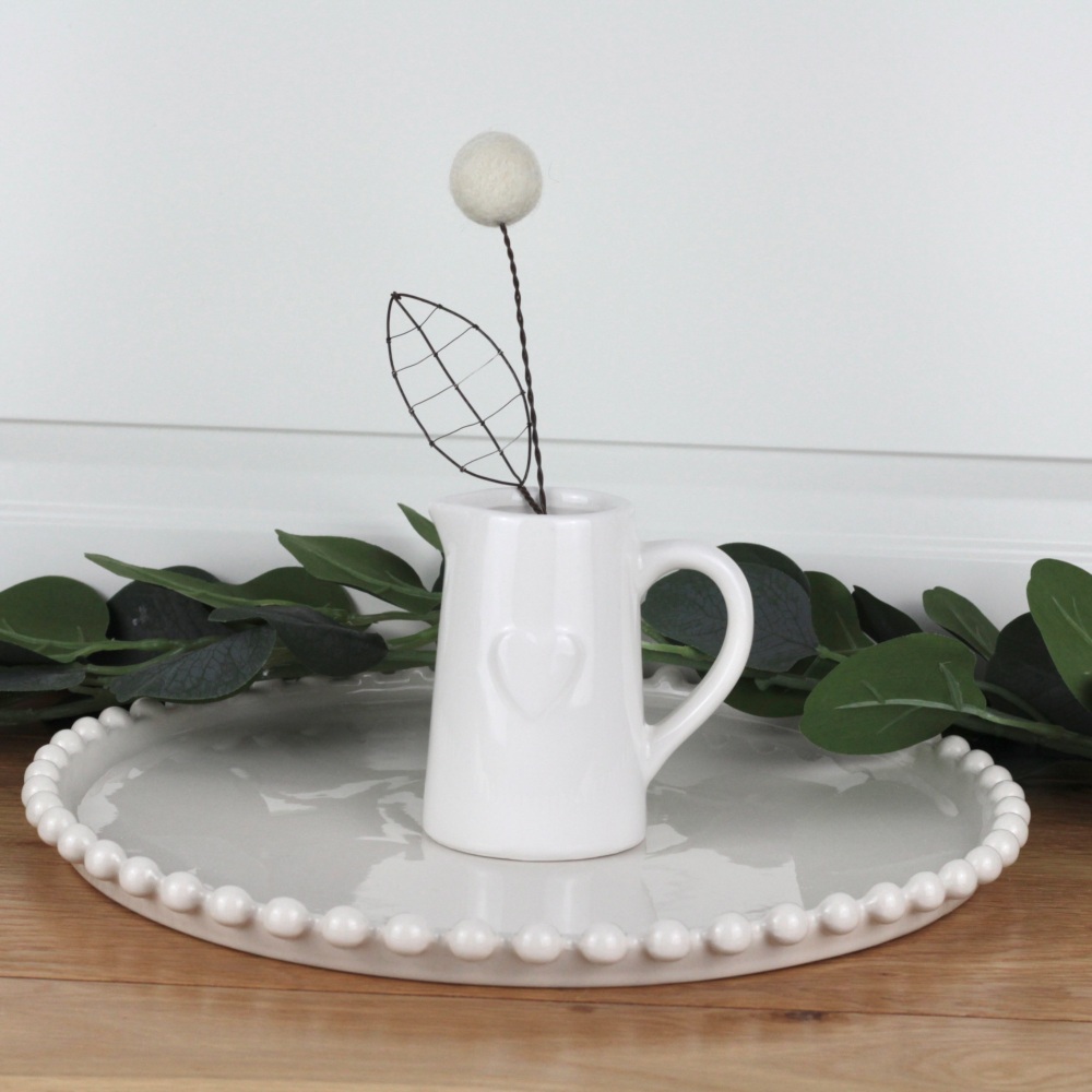 White Ceramic Heart Jug Small