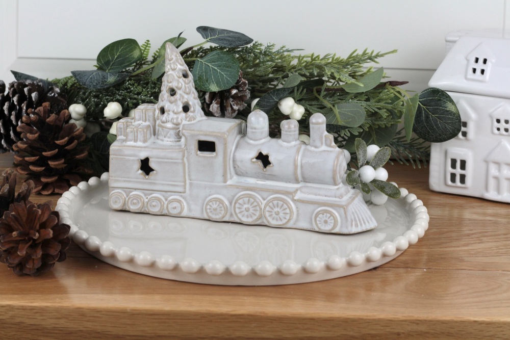 Rustic Ceramic Train LED Decoration