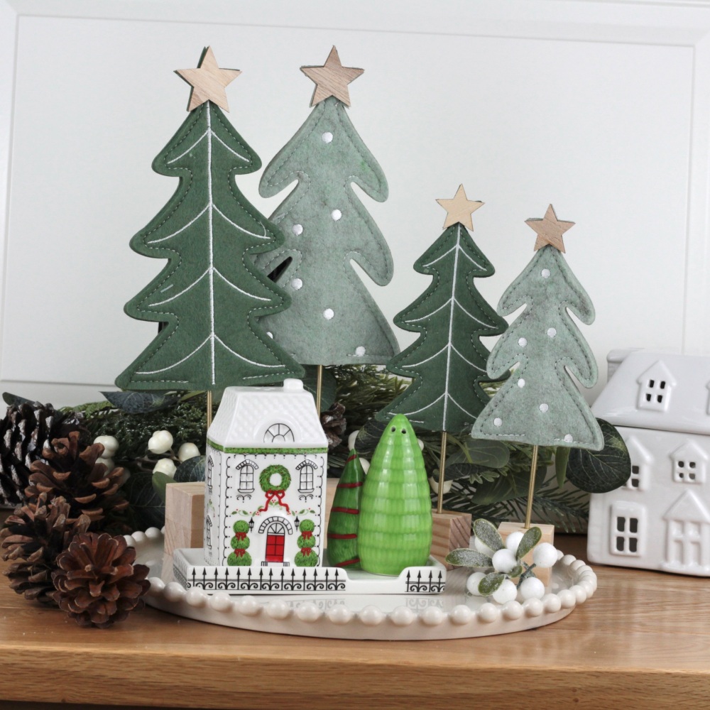 Ceramic House and Trees Salt and Pepper Shakers