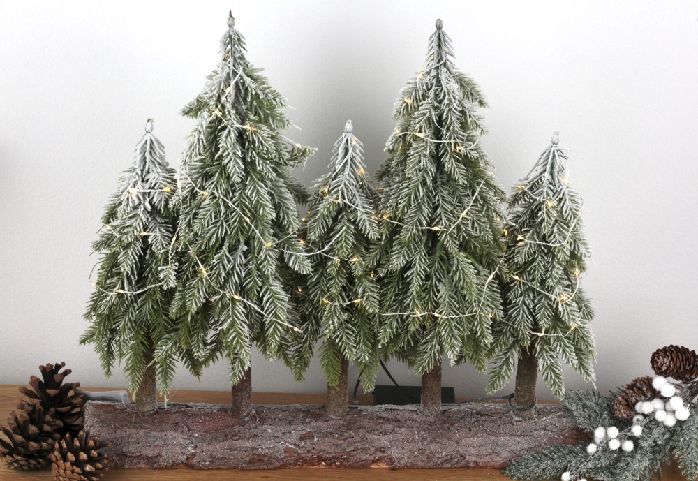 LED Trees on wooden log