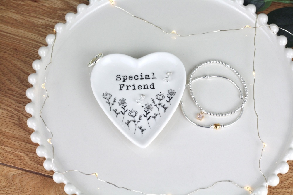 Special Friend Floral Heart Ceramic Dish | Large