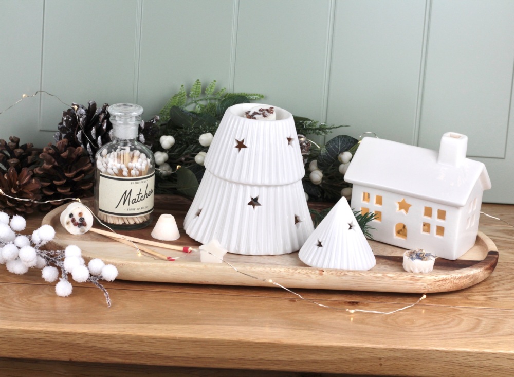 White Ceramic Tree Wax Melter/Oil Burner