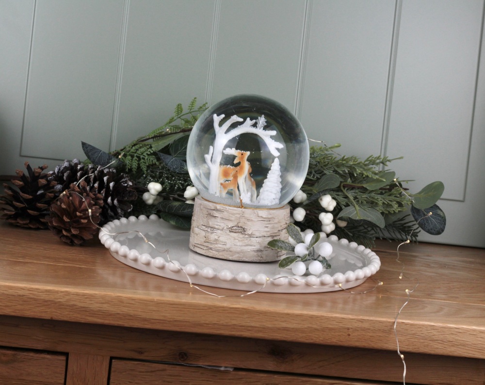 Deer looking at the Star Luxury Glass Snow Globe