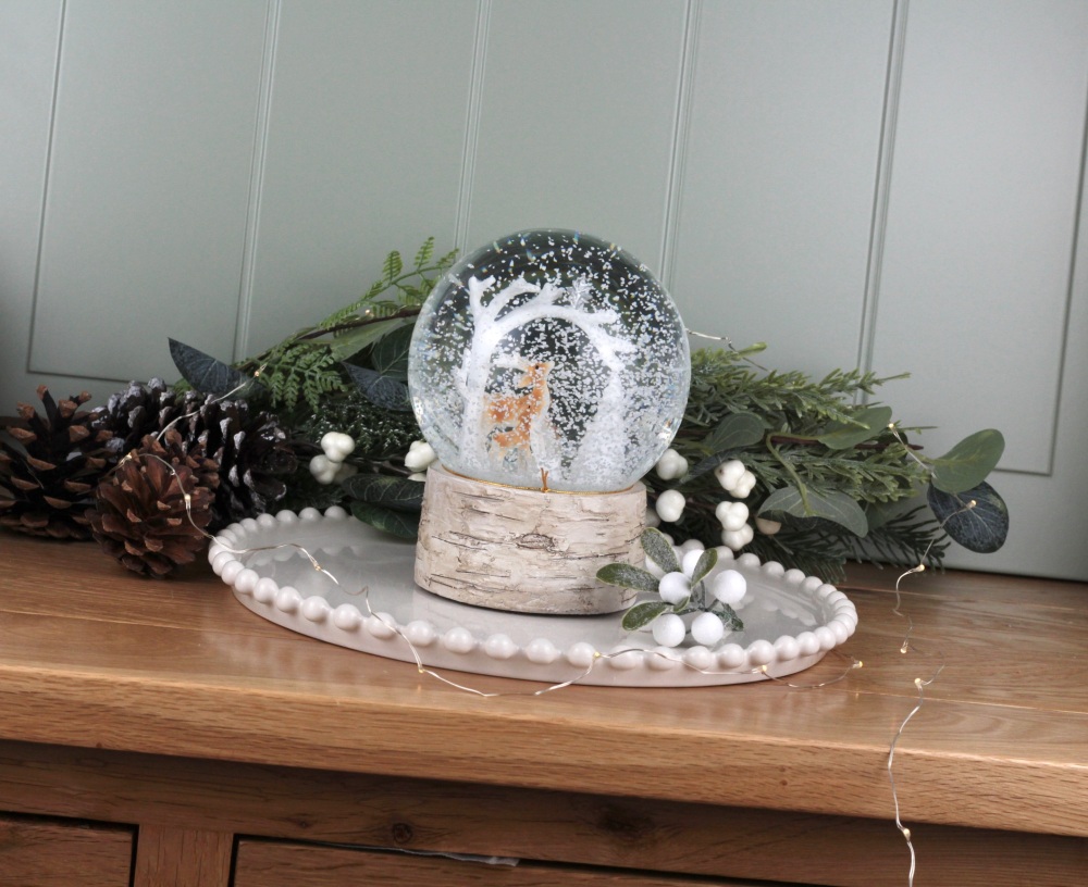 Deer looking at the Star Luxury Glass Snow Globe