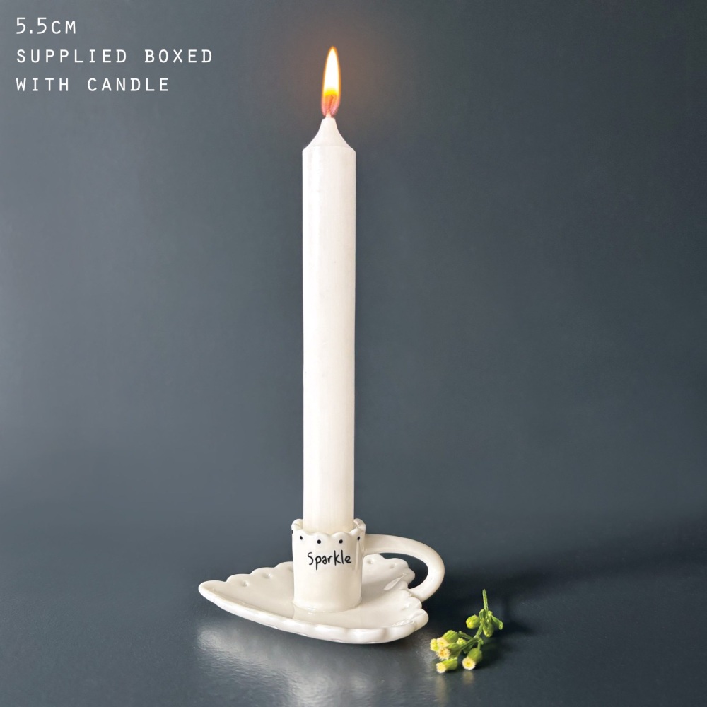 Sparkle Scalloped Heart Porcelain Tea Light Holder | East of India