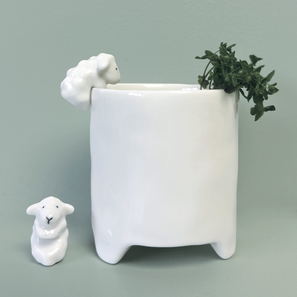 Porcelain Sheep Hanging Bowl/Dish/Planter Charm | East of India