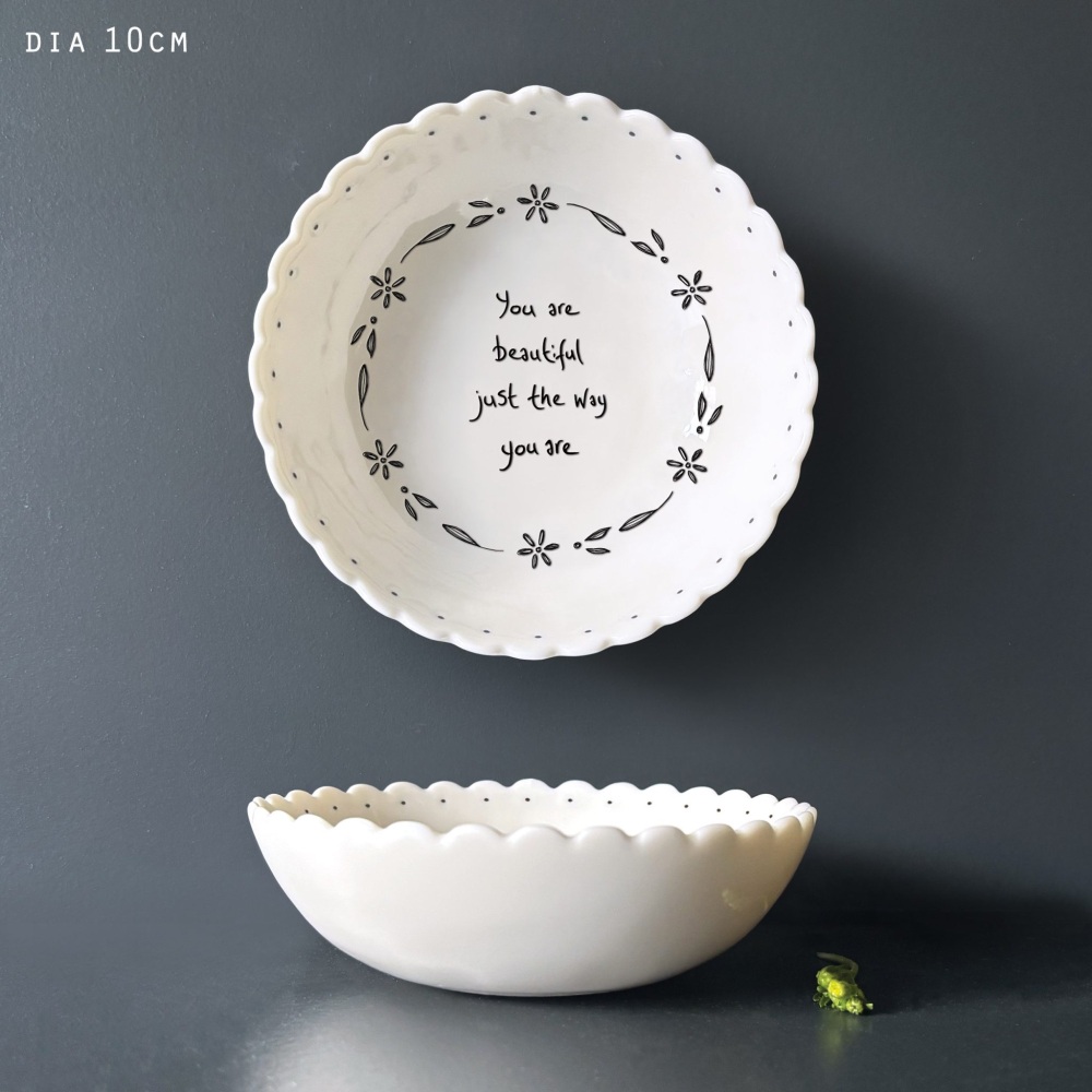 You are Beautiful just the way you are Porcelain Trinket Dish | East of India