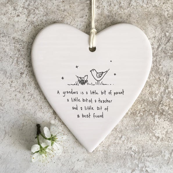Grandma Porcelain Hanging Heart | East of India