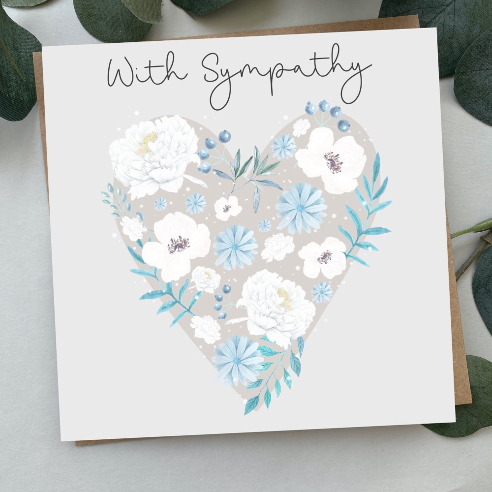 With Sympathy Card | Floral Heart Design
