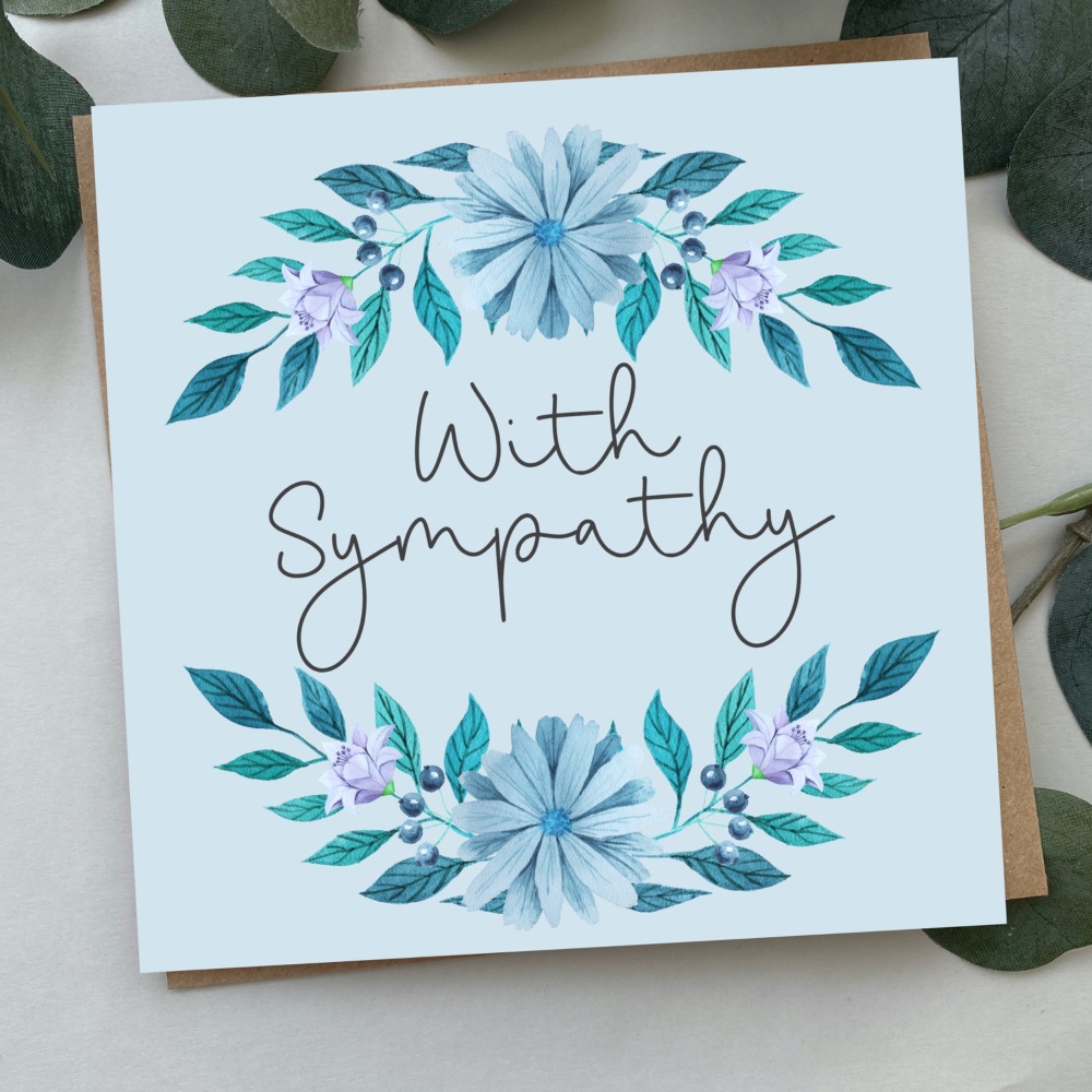With Sympathy Card | Blue Flowers Design