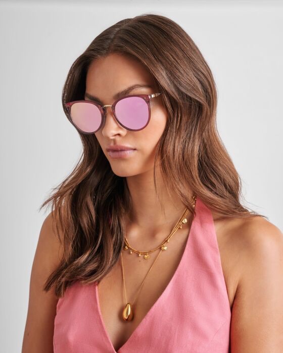 Santorini Pink Mirrored Sunglasses | Katie Loxton